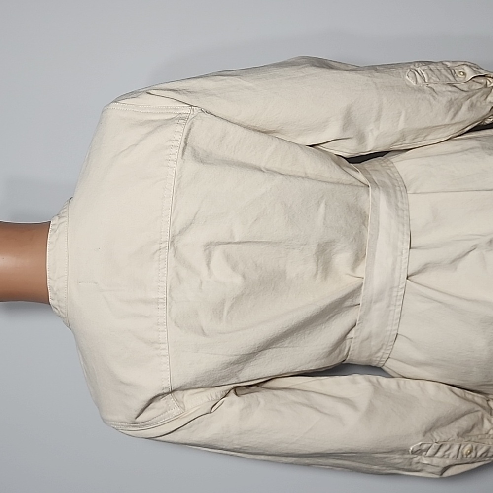 J. Crew long beige shirtdress in stretch denim twill with belt long sleeve Sz 2‎ - Picture 11 of 15